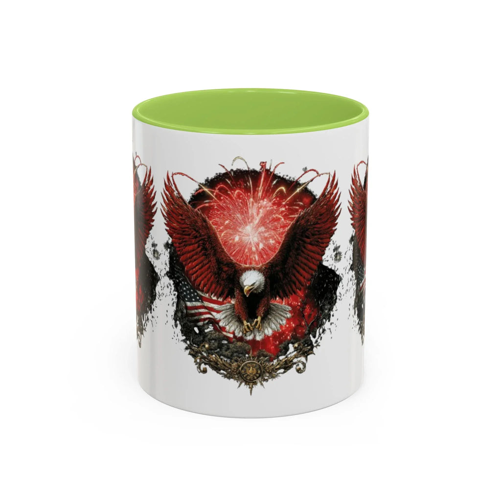 Red Eagle Emblem Accent Coffee Mug | Patriotic Eagle Design - 250 USA Celebration