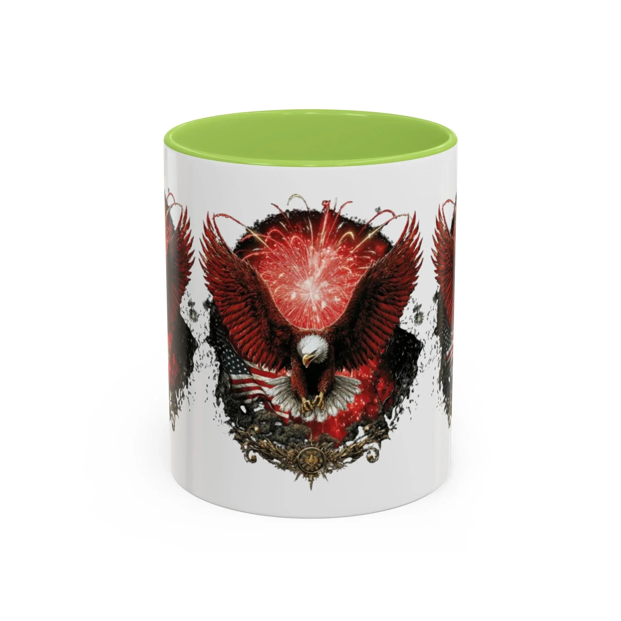 Red Eagle Emblem Accent Coffee Mug | Patriotic Eagle Design - 250 USA Celebration