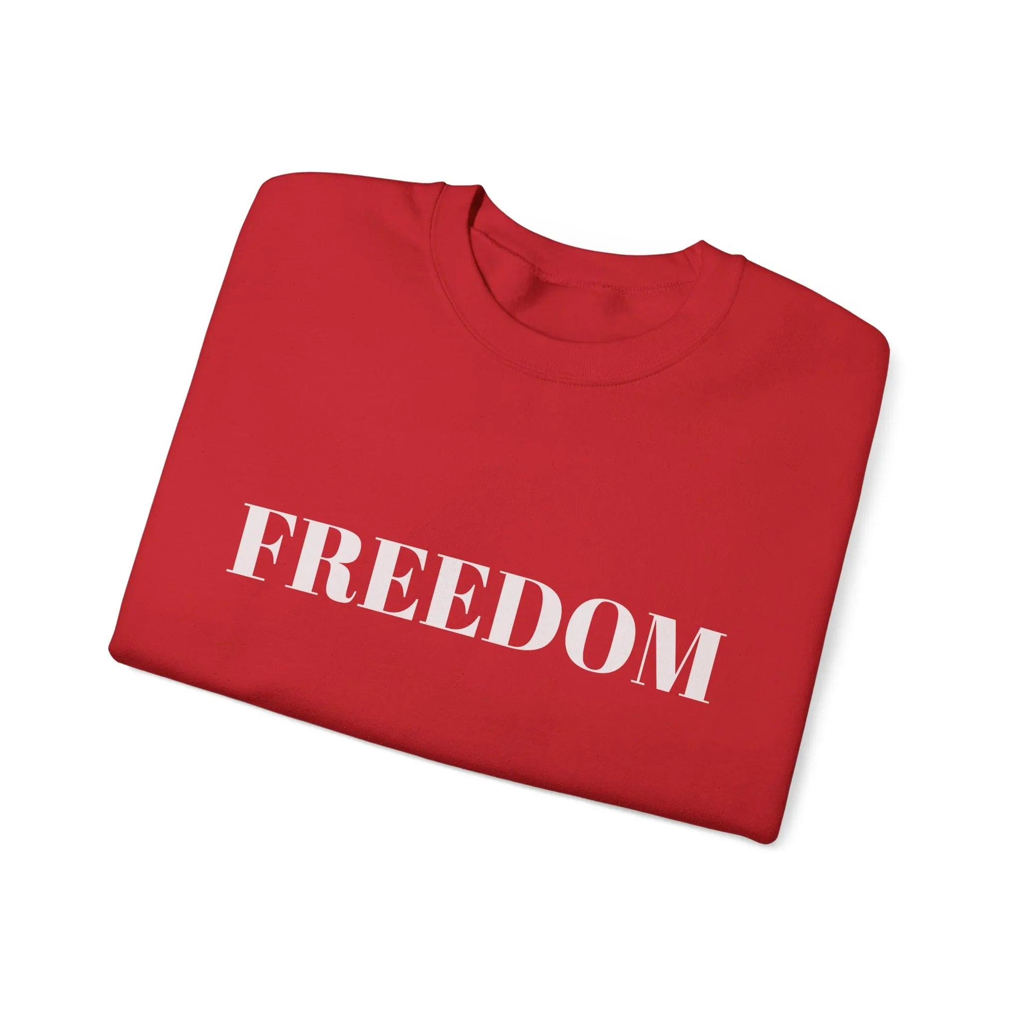 FREEDOM text Crewneck Sweatshirt | Bold Lettering, Minimalist Black Pullover - 250 USA Celebration