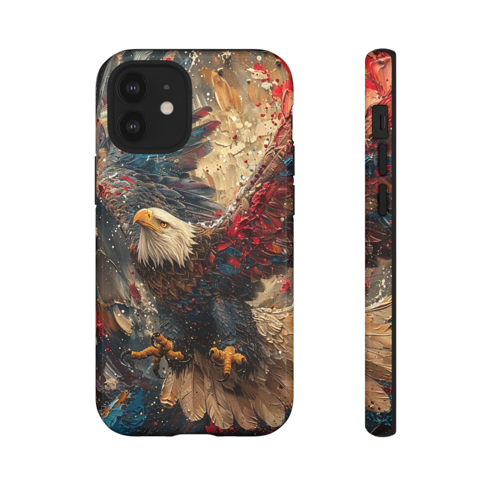 Patriotic Bald Eagle Tough Case | iPhone Phone Case, Red Blue Feather Art - 250 USA Celebration