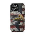 American Flag Bald Eagle phone case | Patriotic iPhone cover, cracked vintage flag design - 250 USA Celebration