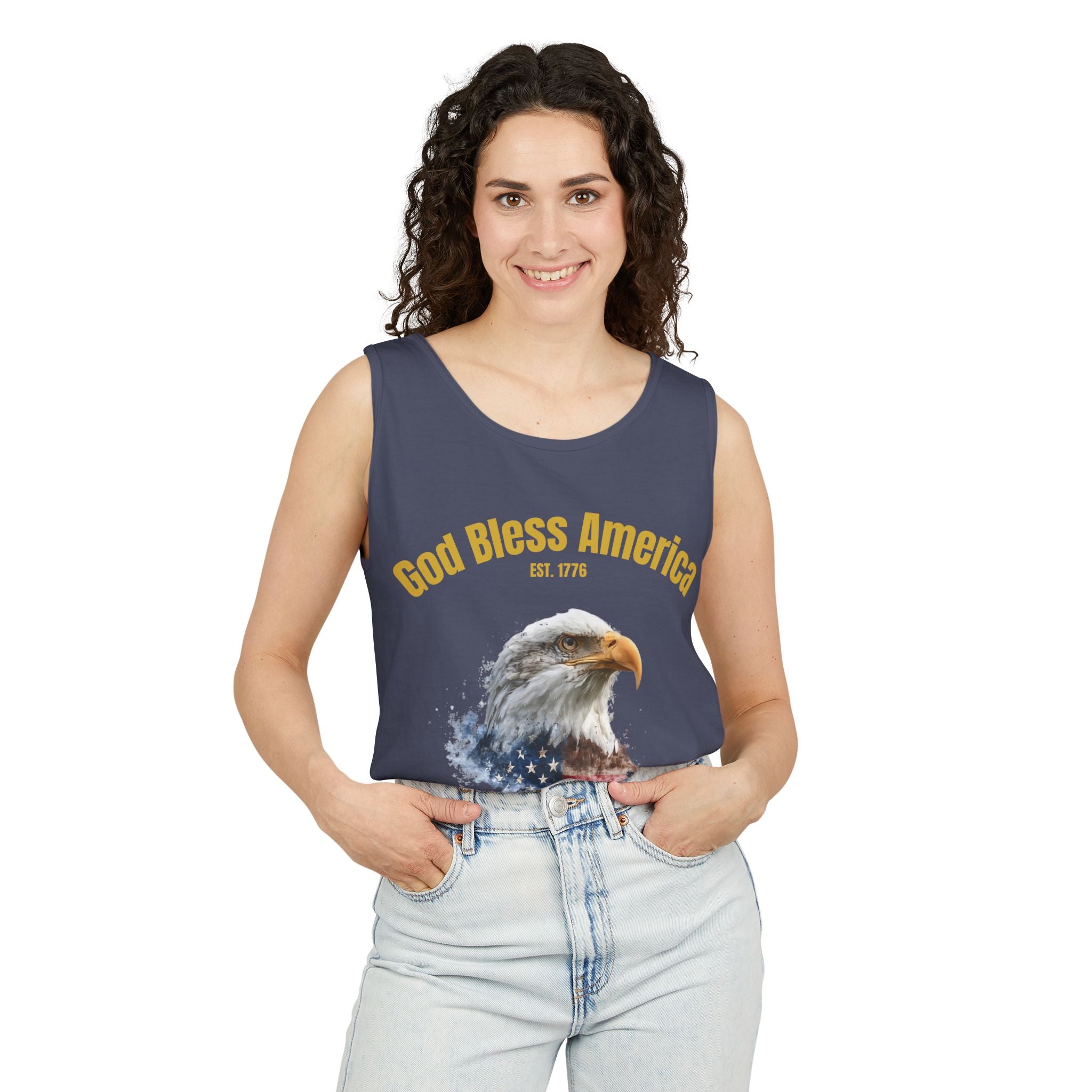 America 250 Tank Top | Official 250th Anniversary Edition American Bald Eagle watercolor flag Tank Top | Patriotic Eagle design