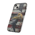 American Flag Bald Eagle phone case | Patriotic iPhone cover, cracked vintage flag design - 250 USA Celebration