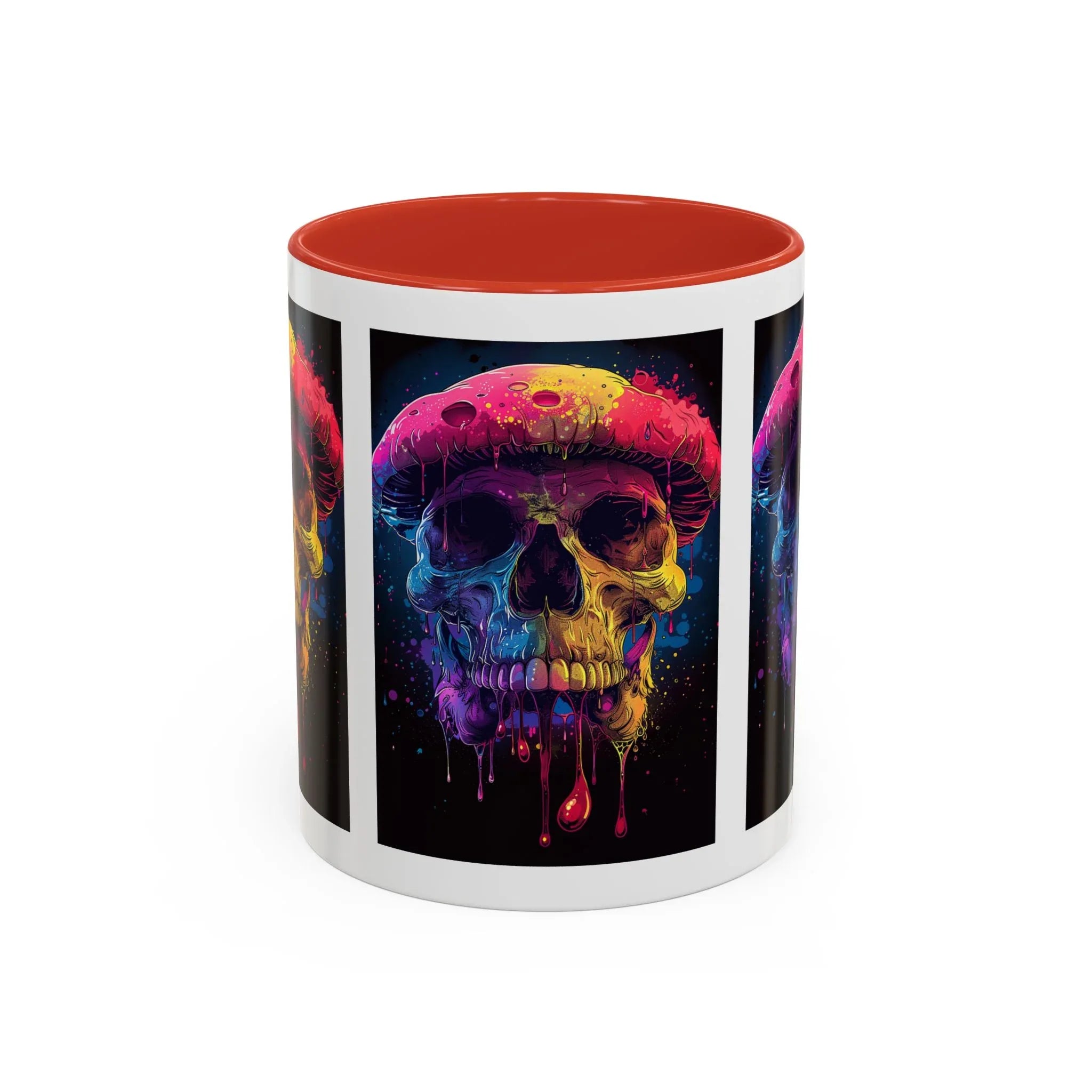 Psychedelic Mushroom Skull Rainbow Drip Mug | Blacklight Reactive Coffee Mug - 250 USA Celebration