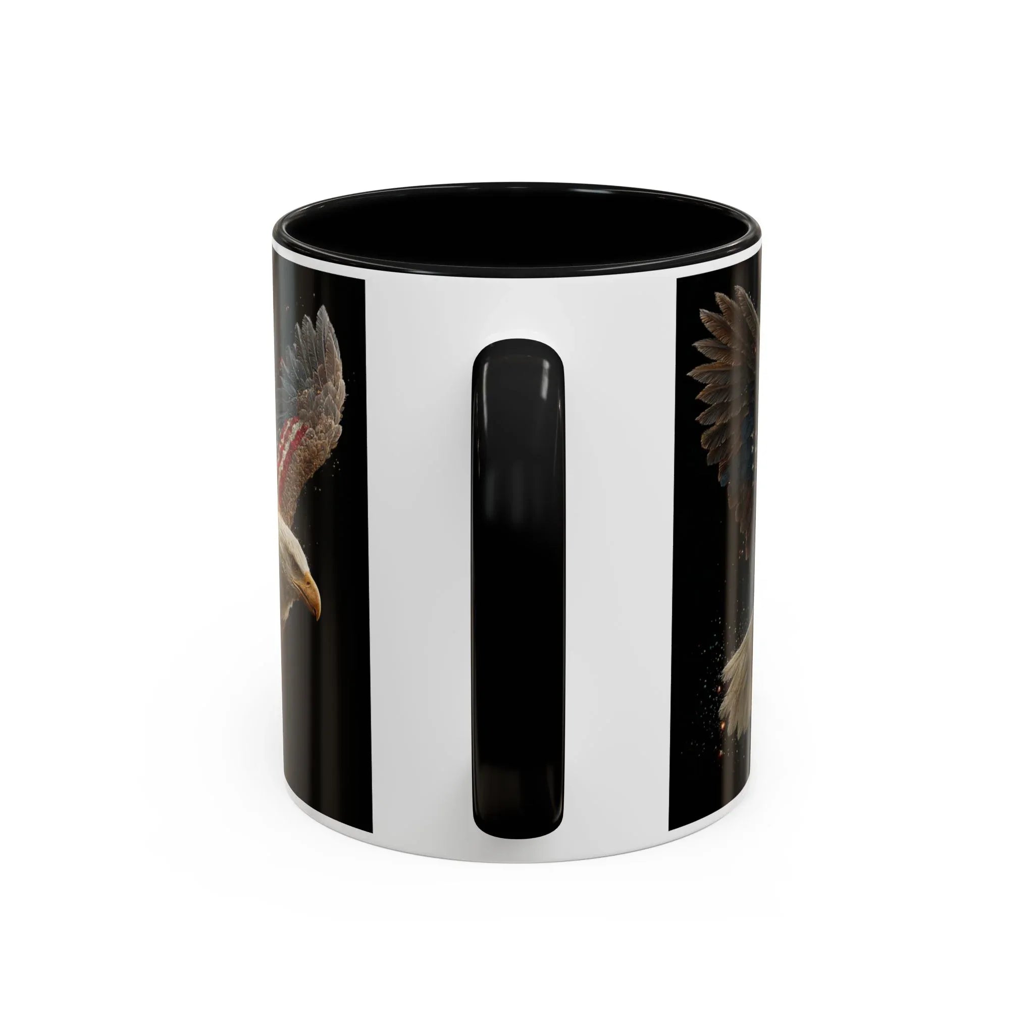 American Flag Bald Eagle Coffee Mug | Patriotic Eagle Wings, Black Accent 11oz 15oz - 250 USA Celebration