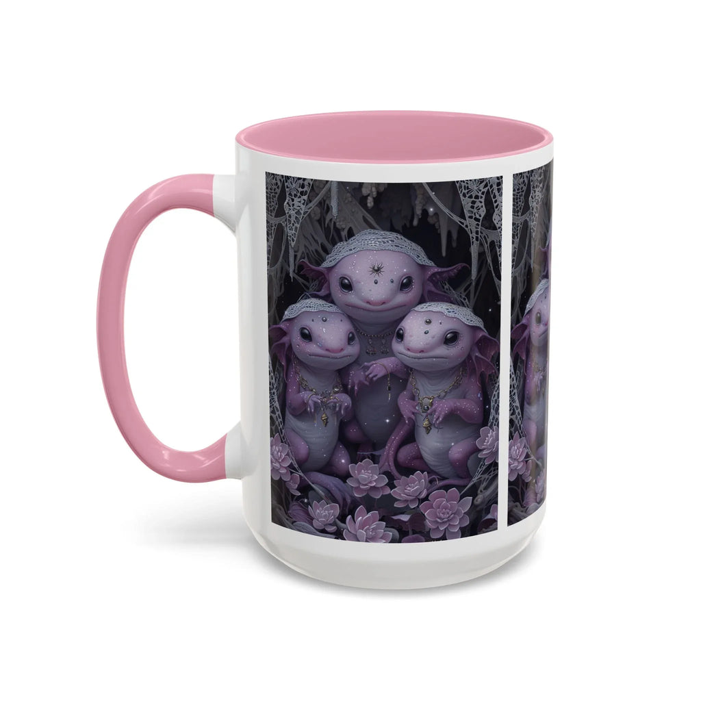 Purple Axolotl Trio Mug | Cute Amphibian Art Ceramic Coffee Cup - 250 USA Celebration
