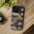 American Flag Bald Eagle phone case | Patriotic iPhone cover, cracked vintage flag design - 250 USA Celebration