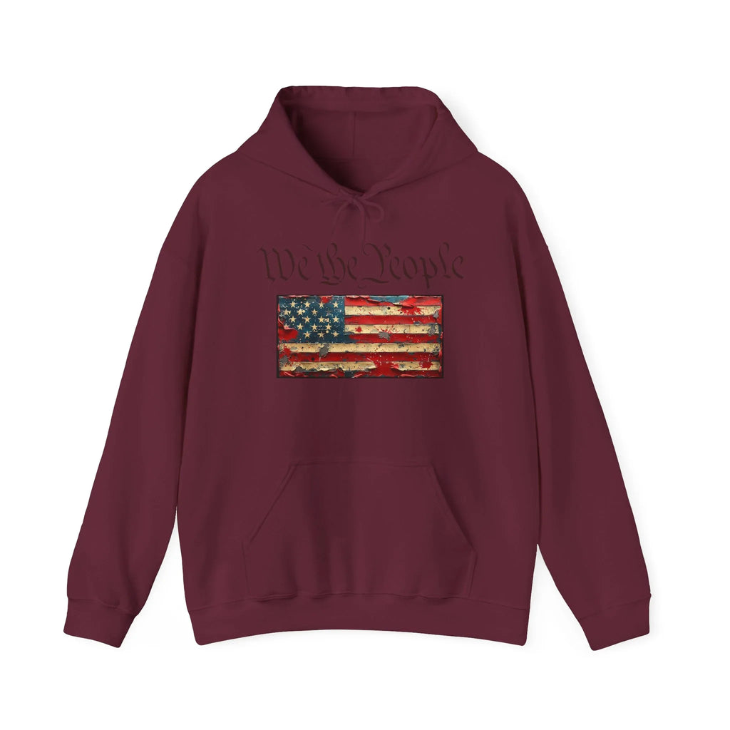 We The People distressed American flag Hoodie | Patriotic Constitution design - 250 USA Celebration
