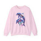 Iridescent Dolphin Trio Sweatshirt | Ocean Marine Animal Crewneck - 250 USA Celebration