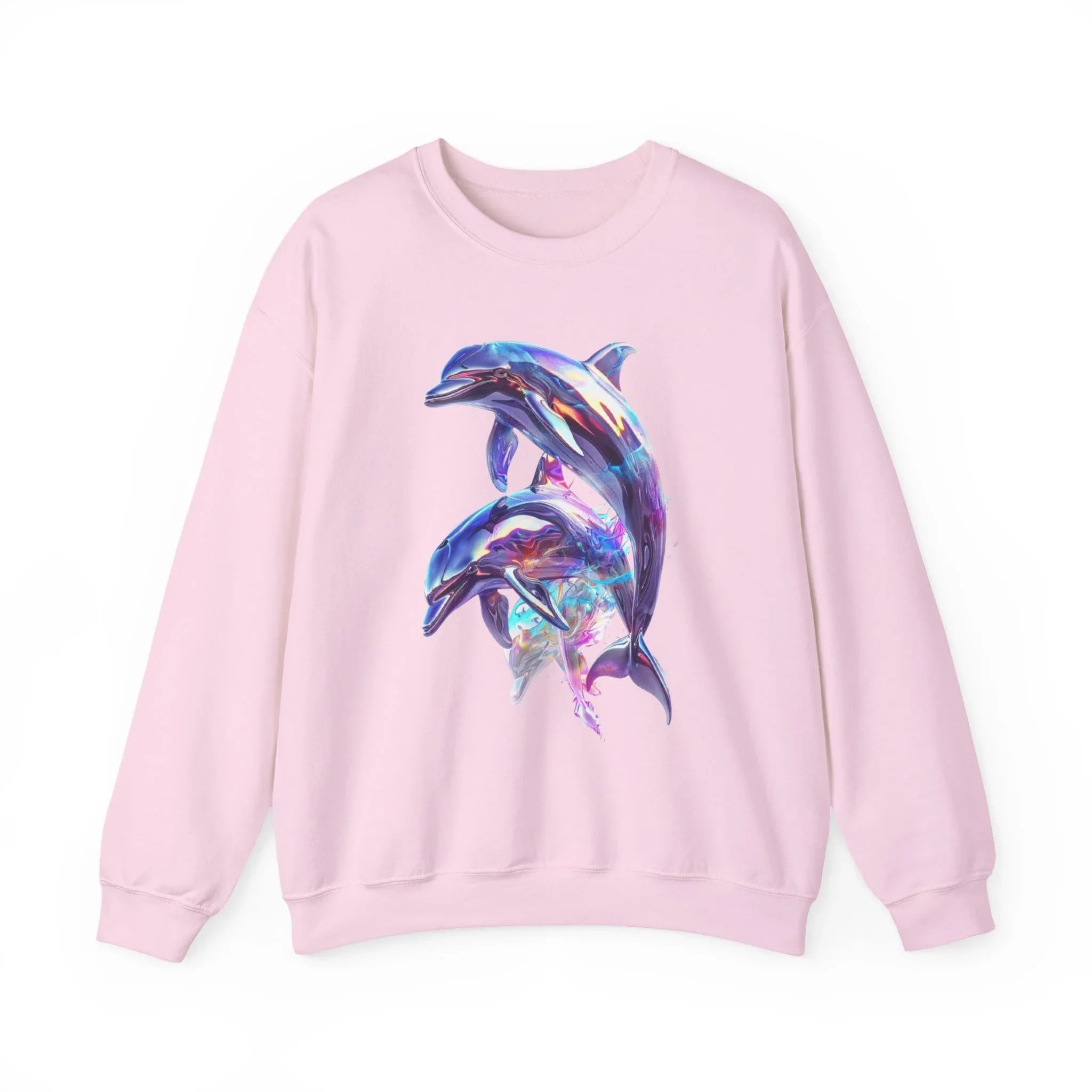 Iridescent Dolphin Trio Sweatshirt | Ocean Marine Animal Crewneck - 250 USA Celebration