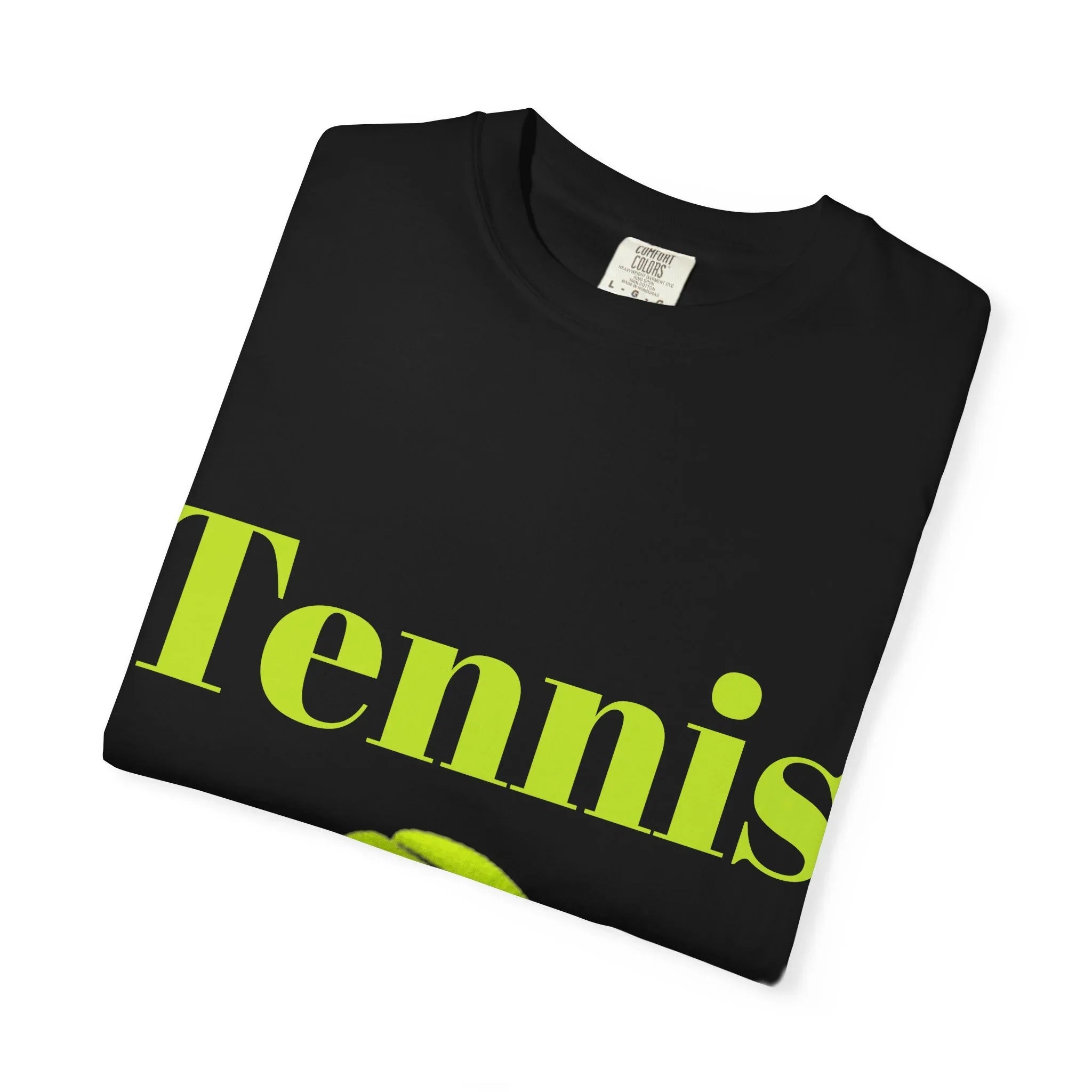 Tennis Ball Graphic Tee | Tennis Shirt, Neon Green Text - 250 USA Celebration