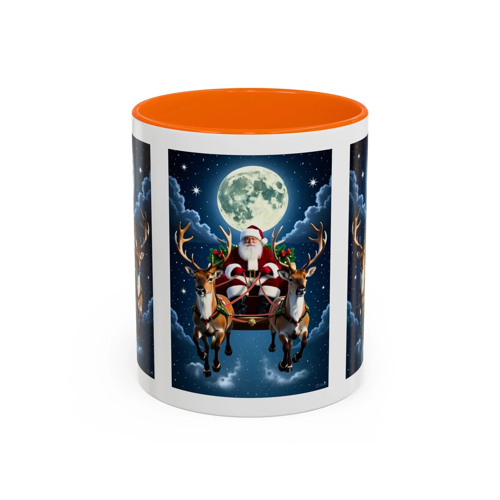Santa Sleigh with Reindeer Coffee Mug | Christmas Moon Accent Mug - 250 USA Celebration