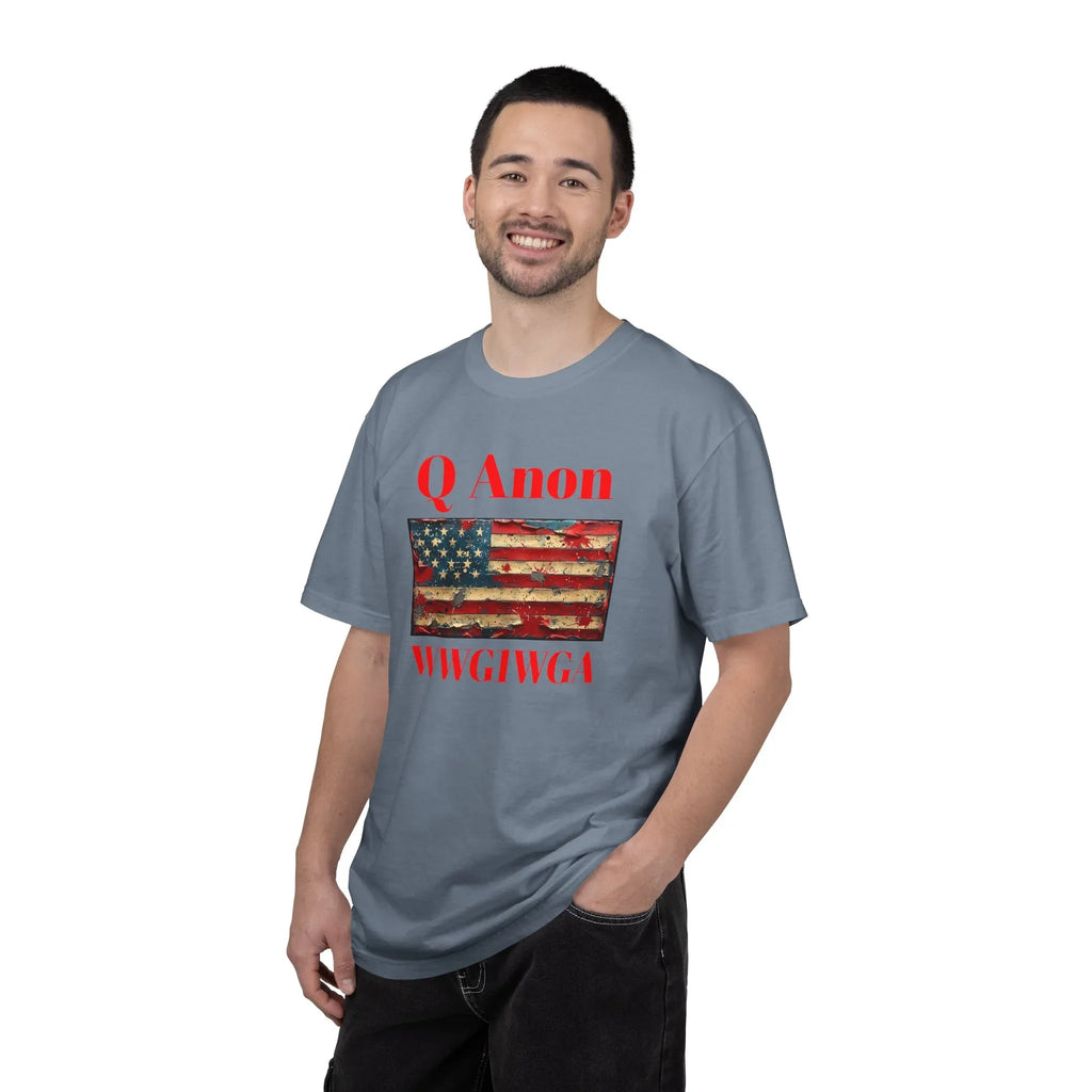 Q Anon WWG1WGA T-Shirt | American Flag Graphic Tee - 250 USA Celebration