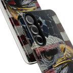 American Flag Bald Eagle phone case | Patriotic iPhone cover, cracked vintage flag design - 250 USA Celebration