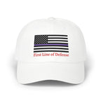 Dad Cap - 'First Line of Defense' Thin Purple Line American Flag Embroidered Hat