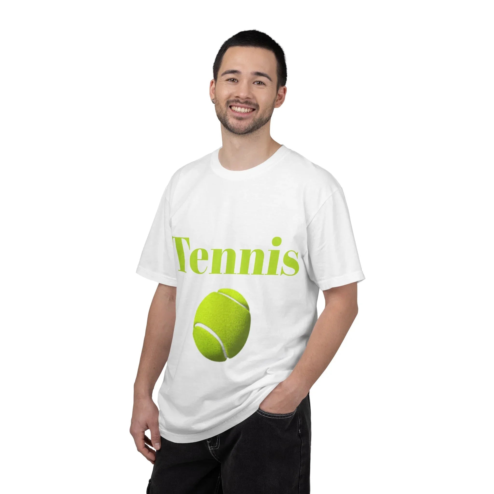 Tennis Ball Graphic Tee | Tennis Shirt, Neon Green Text - 250 USA Celebration