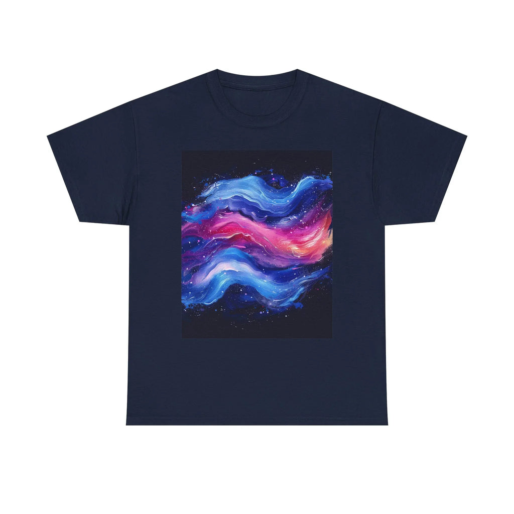 Galaxy Wave Abstract Art T-Shirt | Cosmic Pink Blue Nebula - 250 USA Celebration