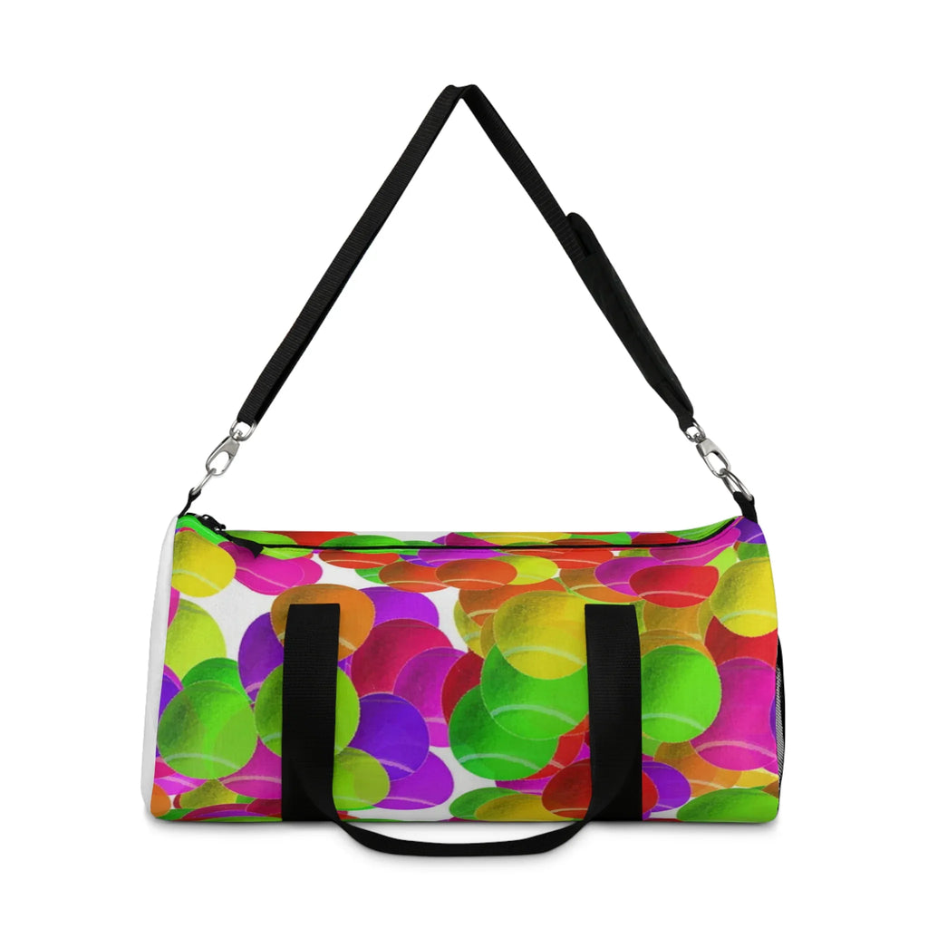 Colorful Overlapping Circles Duffel Bag | Neon Bubble Pattern, Travel Gym Bag, Tennis Anyone, Love, Tennis Bag, Weekender, Love Tennis Bag - 250 USA Celebration