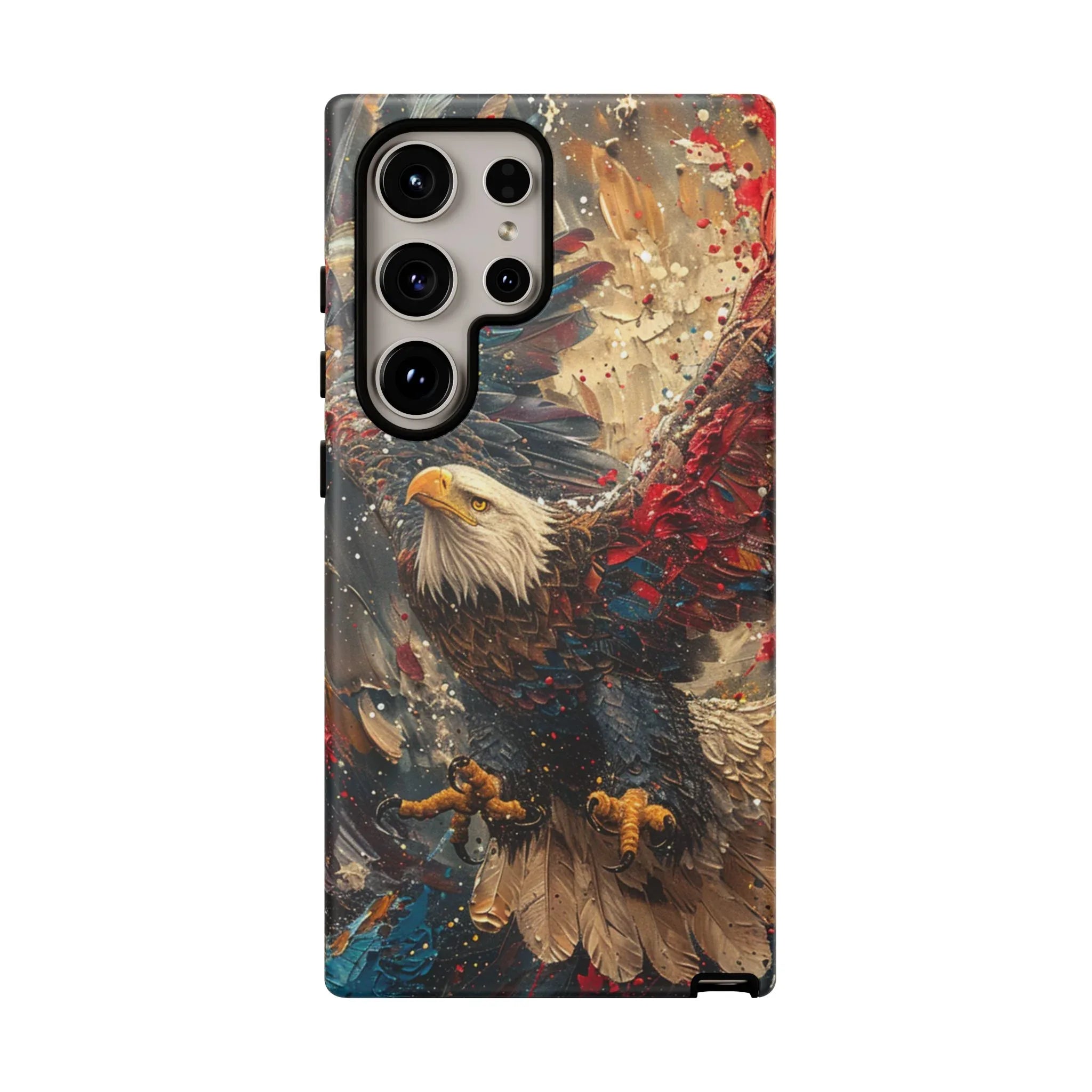 Patriotic Bald Eagle Tough Case | iPhone Phone Case, Red Blue Feather Art - 250 USA Celebration