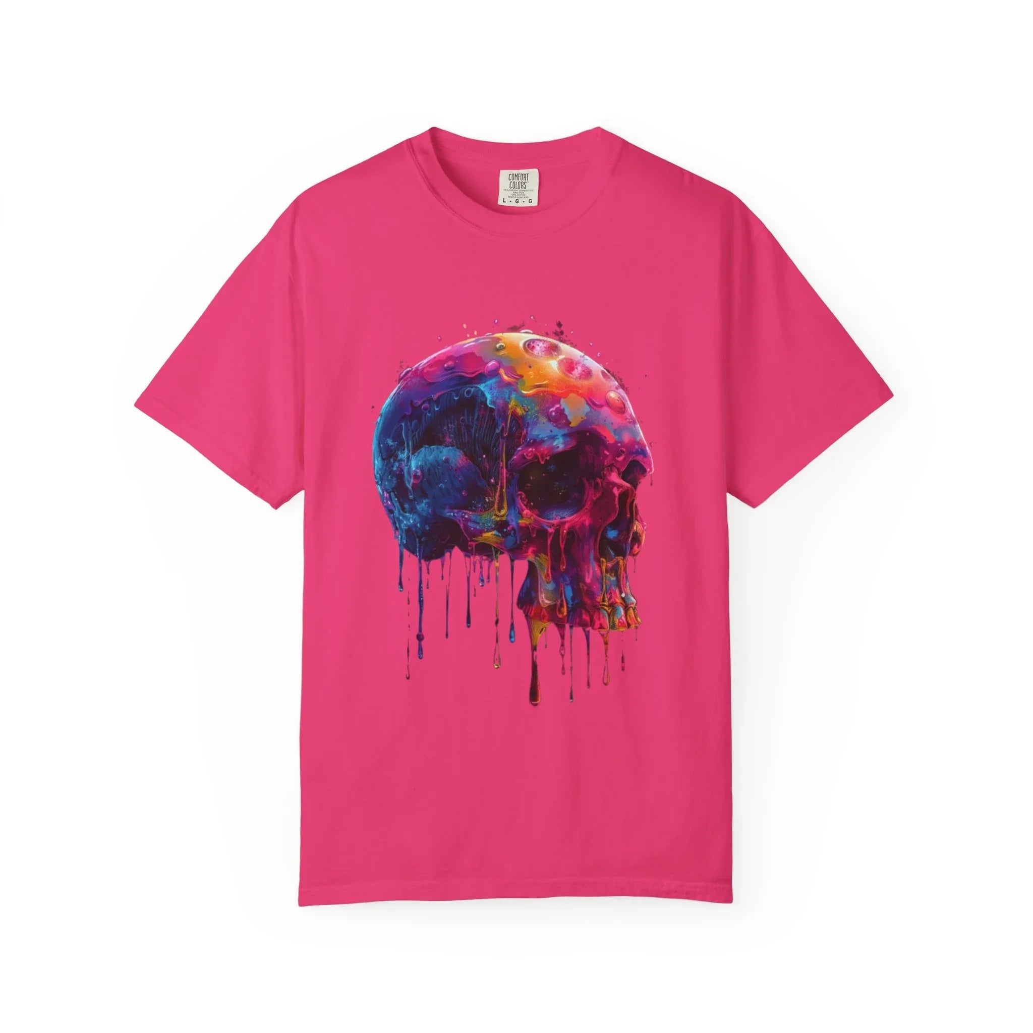 Colorful Drip Skull T-shirt | Watercolor Skull Shirt, Artistic Gothic Tee - 250 USA Celebration