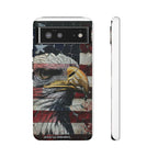 American Flag Bald Eagle phone case | Patriotic iPhone cover, cracked vintage flag design - 250 USA Celebration