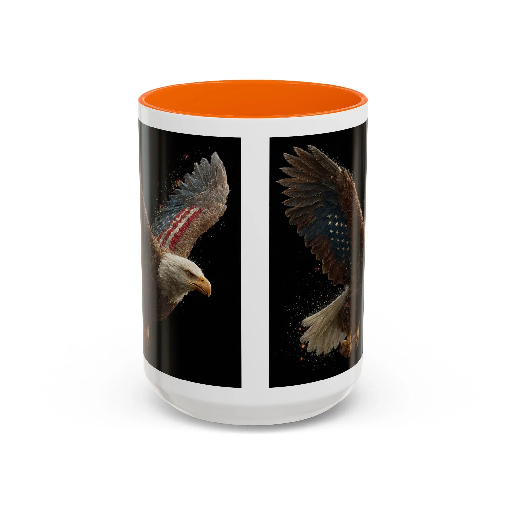 American Flag Bald Eagle Coffee Mug | Patriotic Eagle Wings, Black Accent 11oz 15oz - 250 USA Celebration