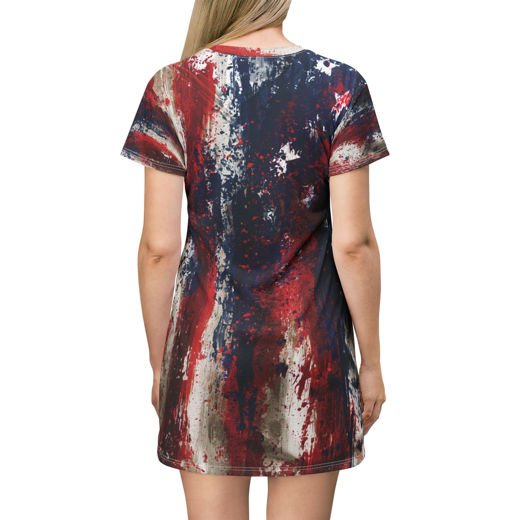Women's Distressed American Flag Shift Dress | Patriotic USA Sundress