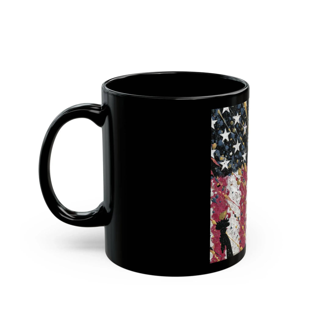 Patriotic Black Mug - 11oz & 15oz | Flag Design, Coffee Lover Gift, Americana Decor, Independence Day, Veteran's Day, Unique Mug - 250 USA Celebration