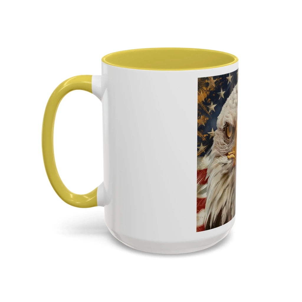 Colorful Mugs (11oz, 15oz) Majestic bald eagle head Patriotic coffee cup, America 250 Celebration coffee cup - 250 USA Celebration