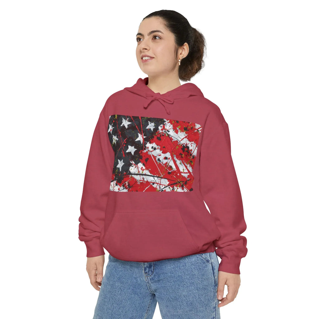 Distressed American Flag Hoodie | Patriotic Stars Stripes Sweatshirt - 250 USA Celebration