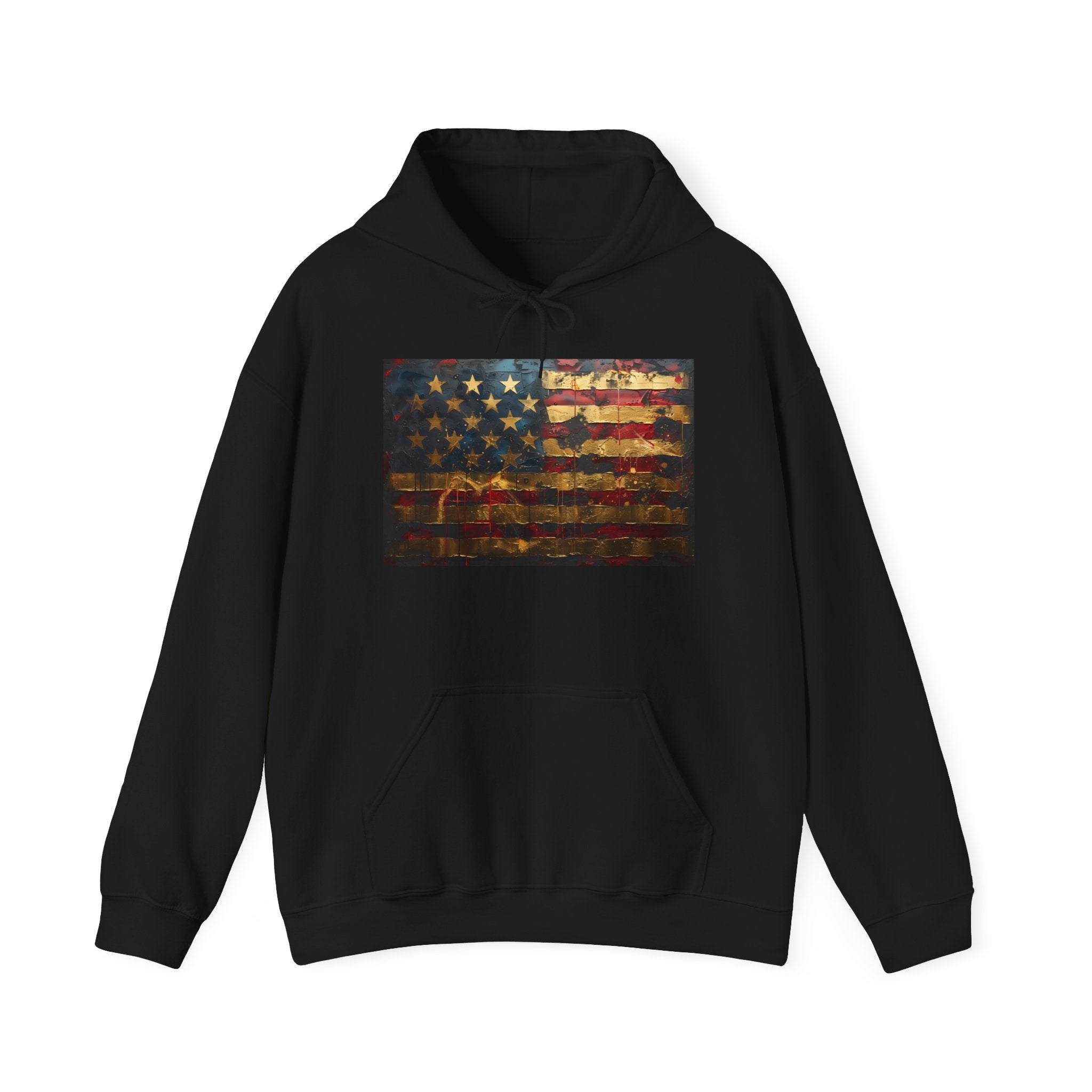 Distressed American Flag Hoodie – Vintage USA Patriotic Pullover
