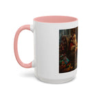 Santa Claus Fireplace Scene Accent Coffee Mug | Storybook Illustration, Rustic Cabin - 250 USA Celebration