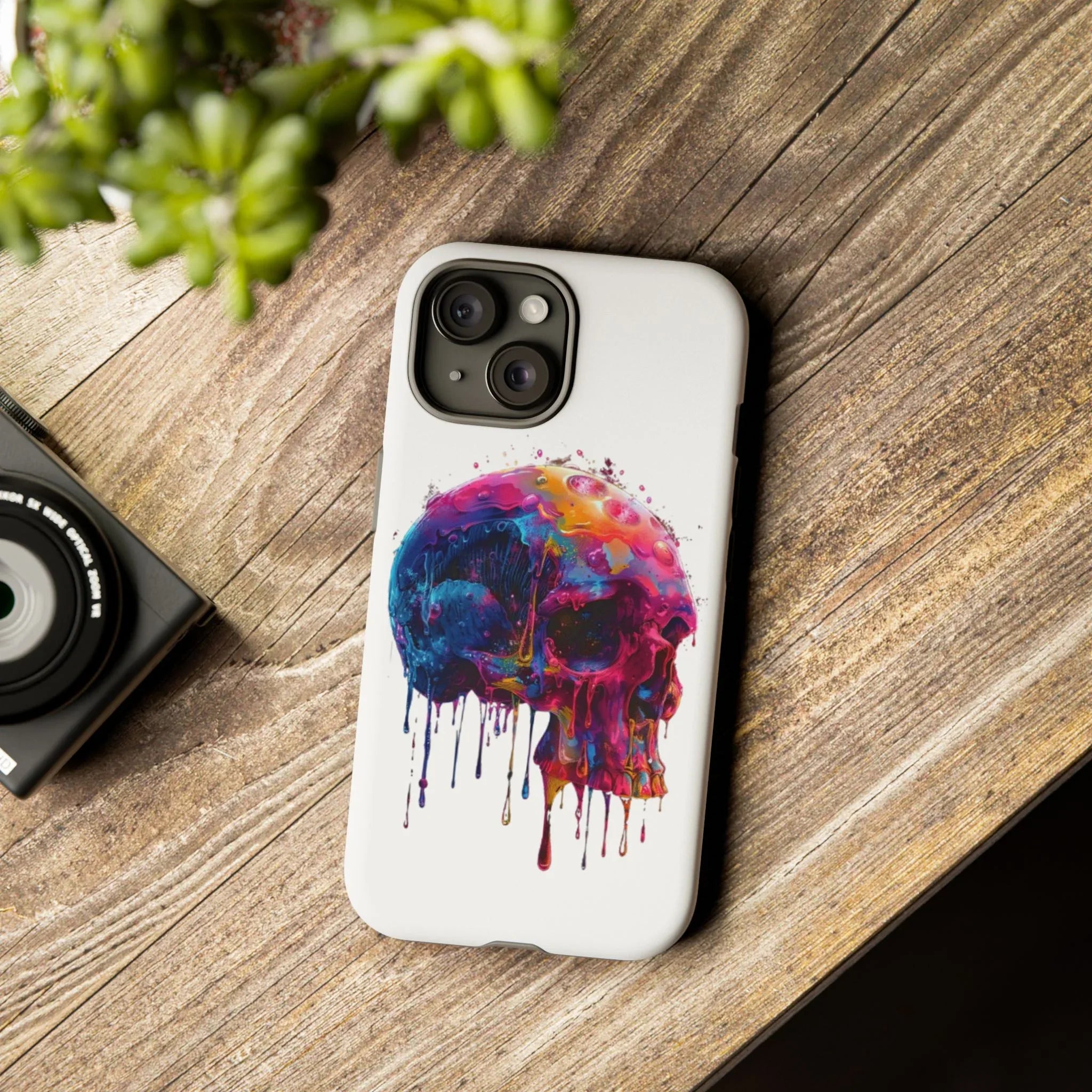 Colorful Drip Skull Phone Case | Hard Plastic Protective Case - 250 USA Celebration