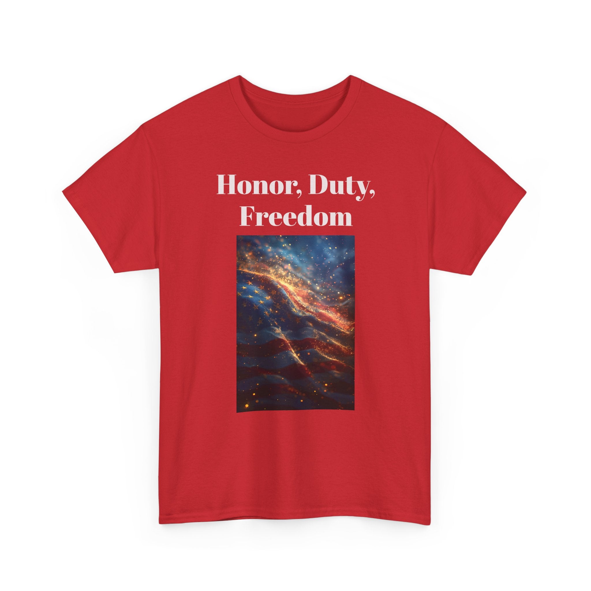 Honor, Duty, Freedom T-Shirt - Patriotic American Flag Galaxy Tee
