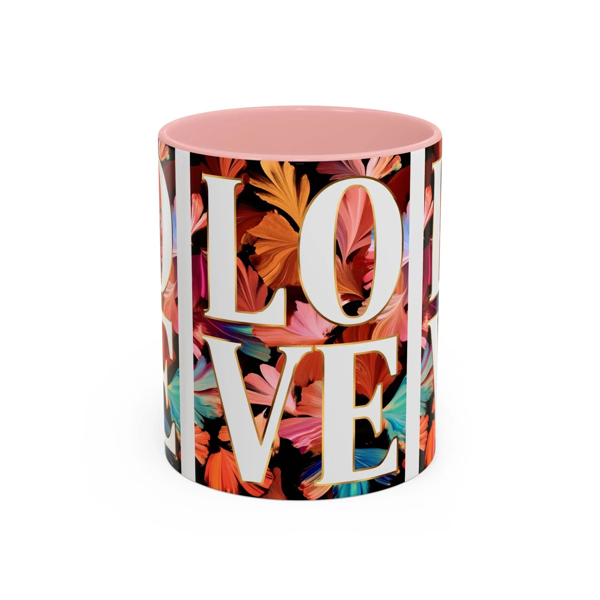 Floral Bold LOVE Mug | Accent Coffee Mug 11oz 15oz - 250 USA Celebration