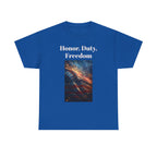 Honor, Duty, Freedom T-Shirt - Patriotic American Flag Galaxy Tee