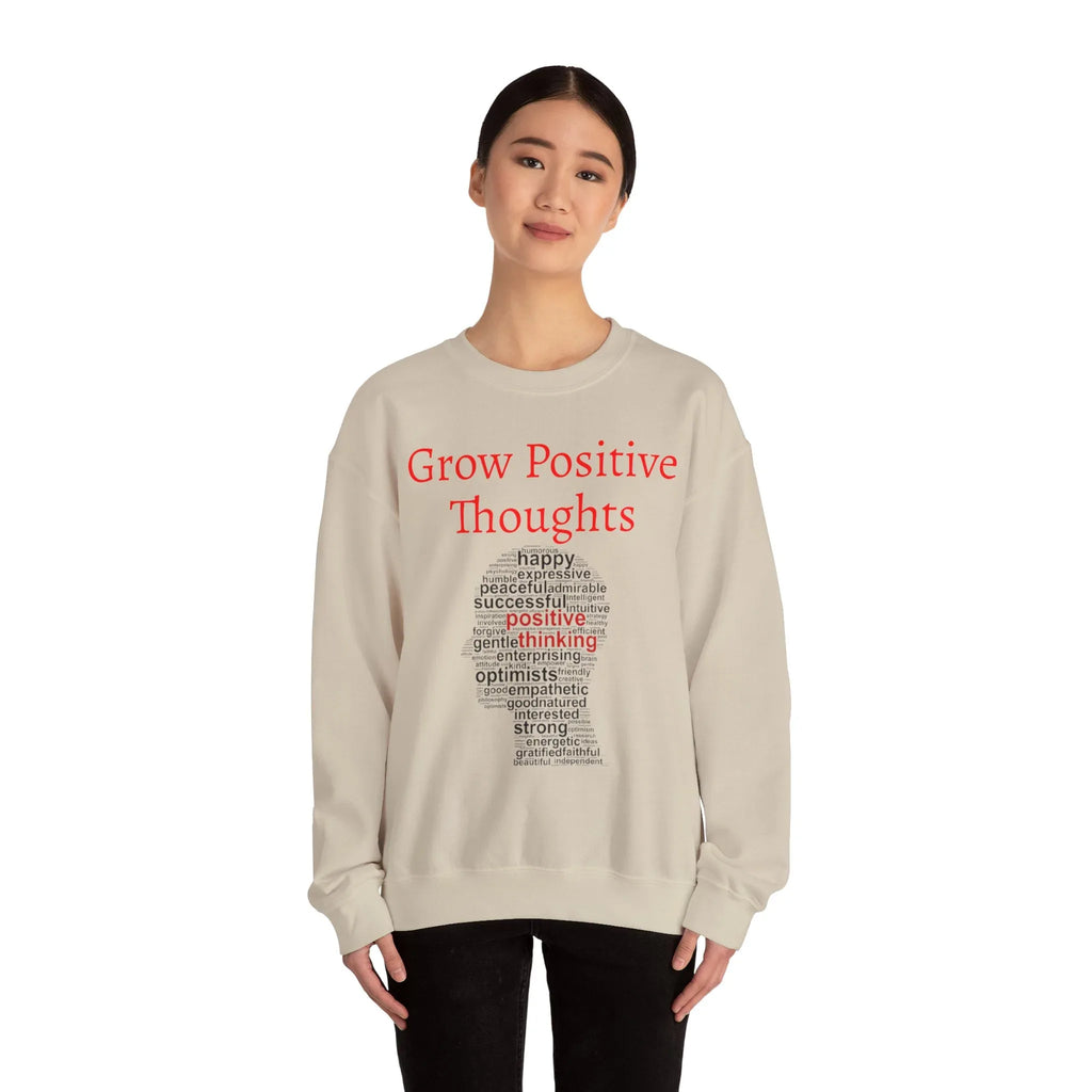 Grow Positive Thoughts Sweatshirt | Inspirational Typography, Mental Health - 250 USA Celebration
