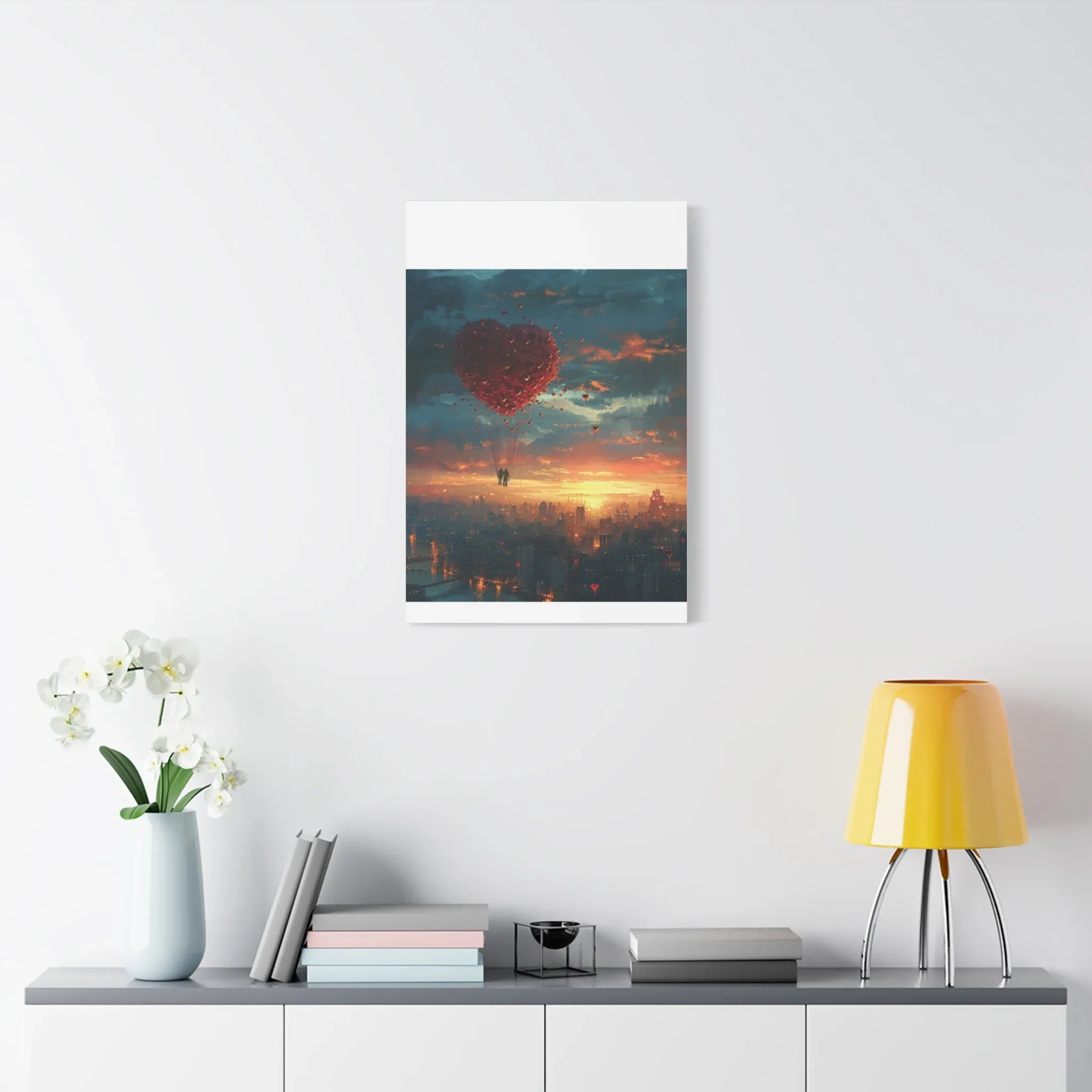 Romantic Canvas Wall Art, Love, Heart Balloon Art, Gift for Couples, Valentines Wall Decor, Valentine's Day Women's Merchandise, Valentines - 250 USA Celebration