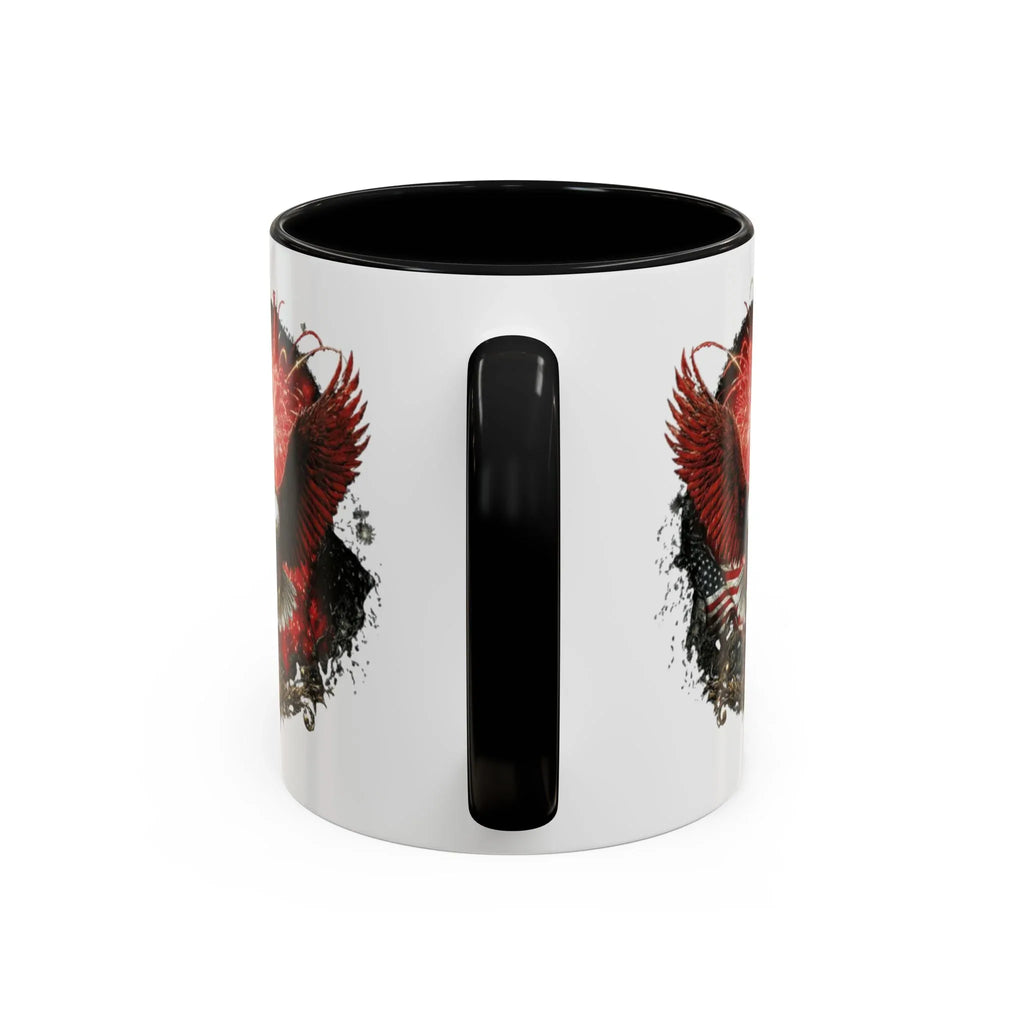 Red Eagle Emblem Accent Coffee Mug | Patriotic Eagle Design - 250 USA Celebration
