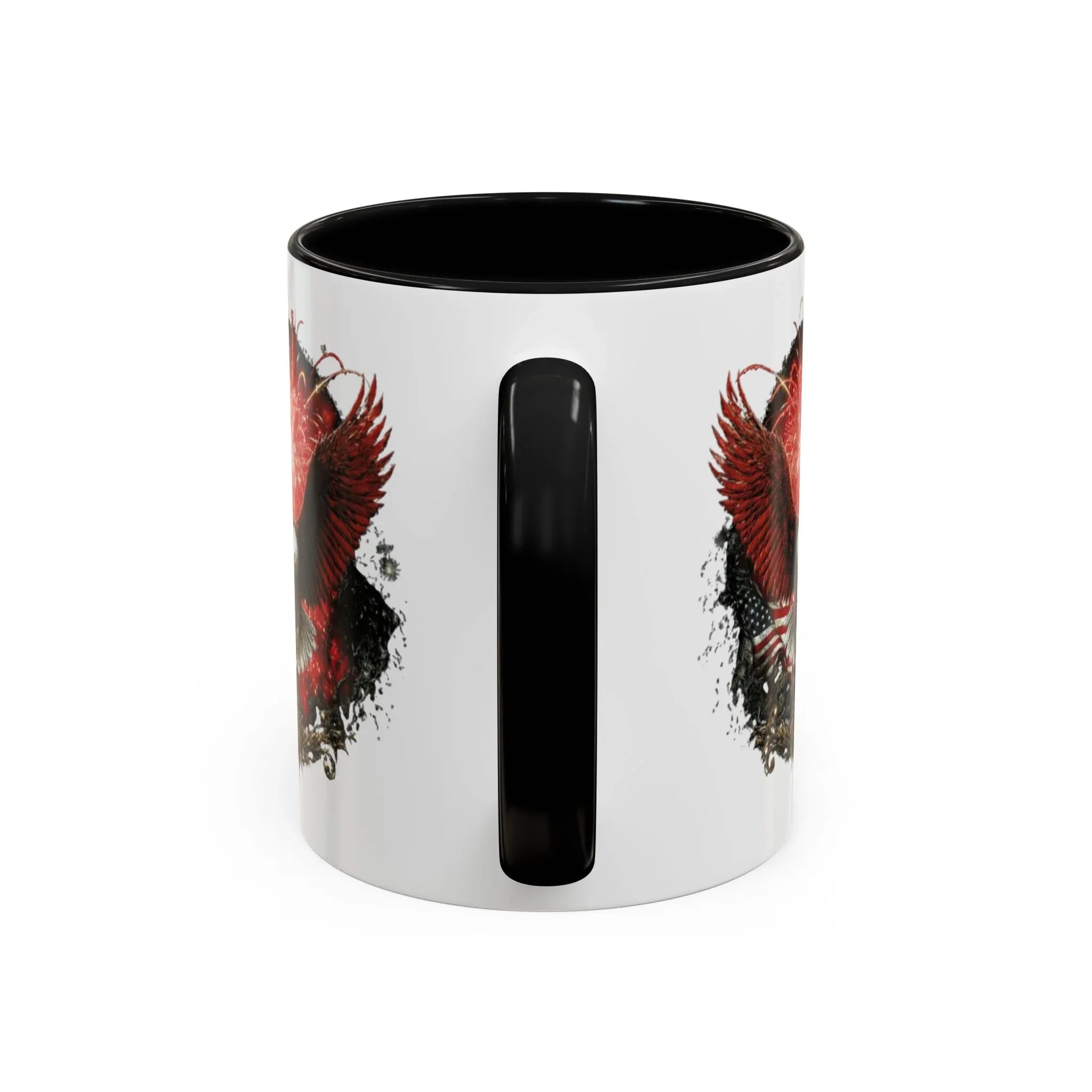 Red Eagle Emblem Accent Coffee Mug | Patriotic Eagle Design - 250 USA Celebration