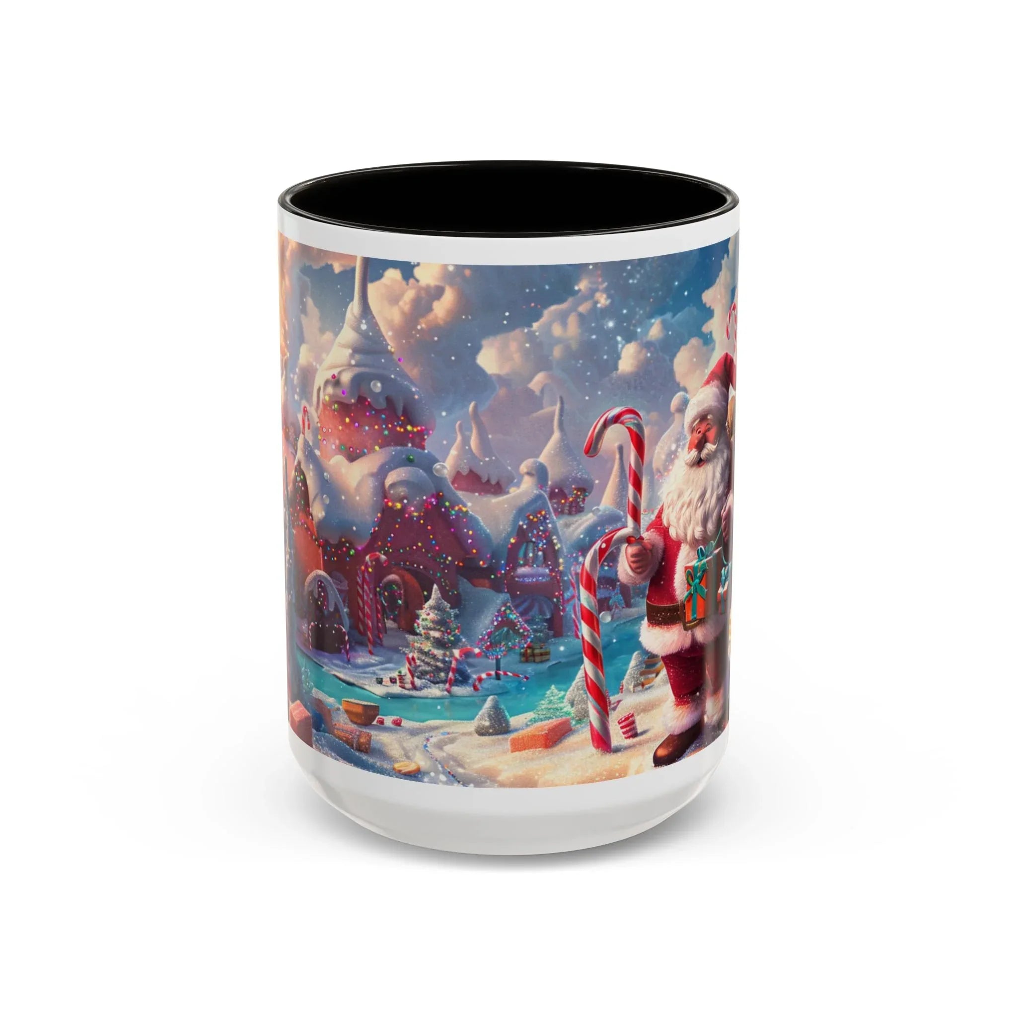 Festive Santa in Candy Wonderland mug | Holiday Christmas ceramic mug - 250 USA Celebration