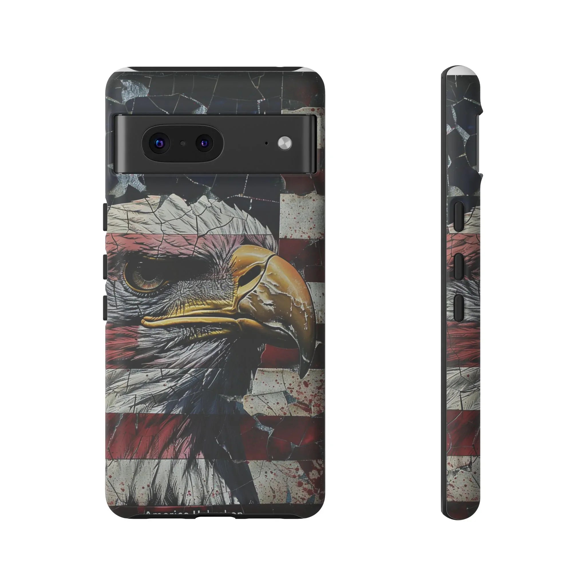 American Flag Bald Eagle phone case | Patriotic iPhone cover, cracked vintage flag design - 250 USA Celebration