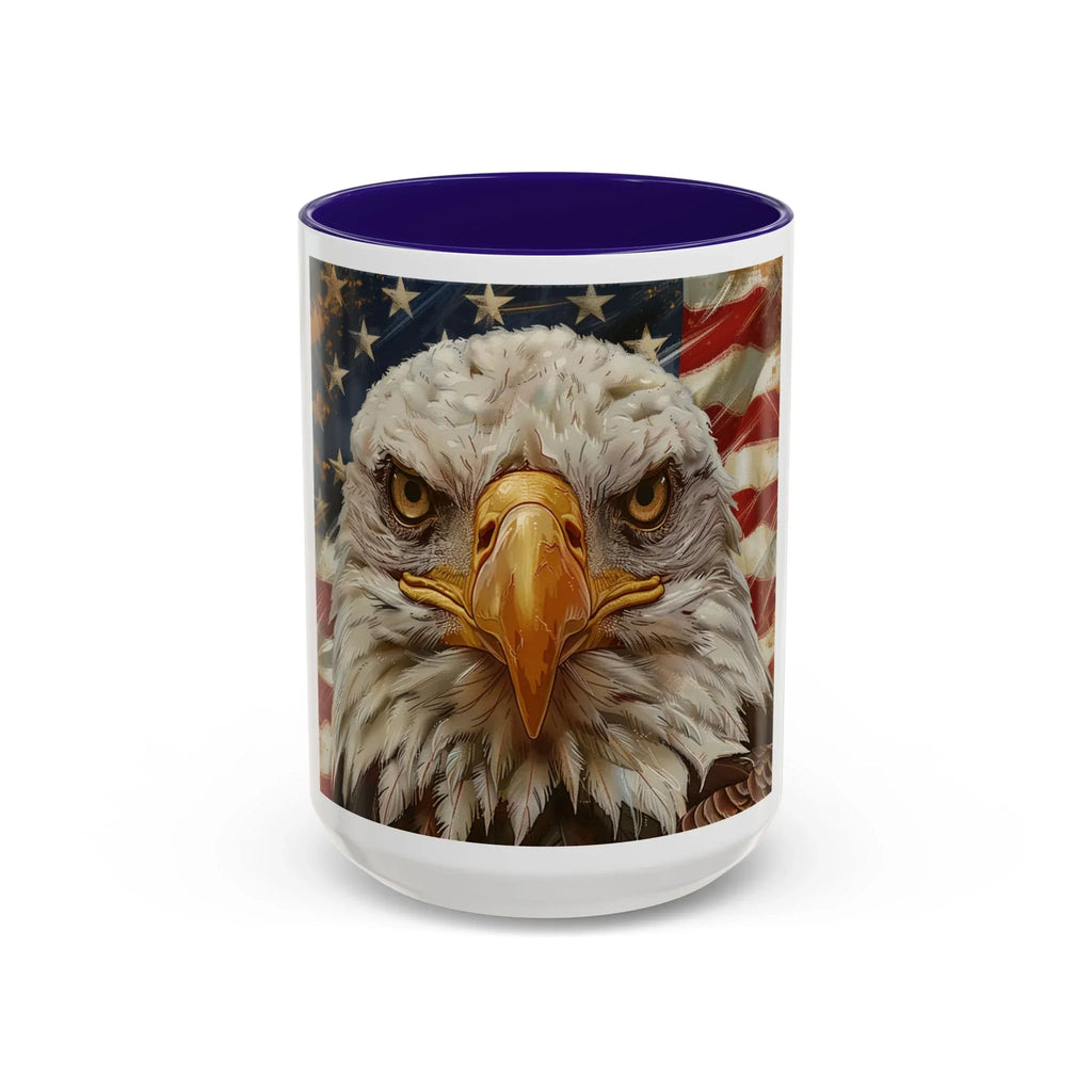Colorful Mugs (11oz, 15oz) Majestic bald eagle head Patriotic coffee cup, America 250 Celebration coffee cup - 250 USA Celebration
