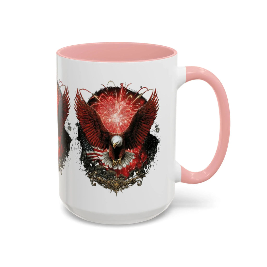 Red Eagle Emblem Accent Coffee Mug | Patriotic Eagle Design - 250 USA Celebration