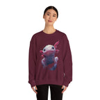 Pink Axolotl Illustration Sweatshirt | Cute Amphibian Art, Pastel Watercolor - 250 USA Celebration