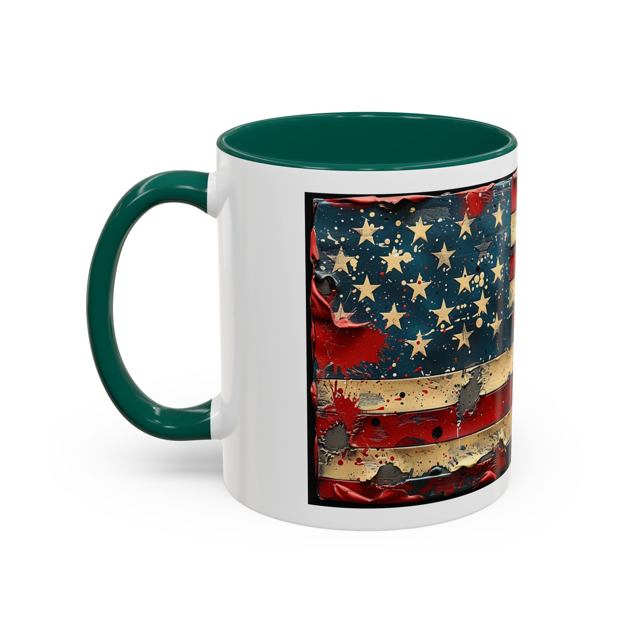 Colorful Mugs (11oz, 15oz), American Flag, Patriotic Flag coffee cup