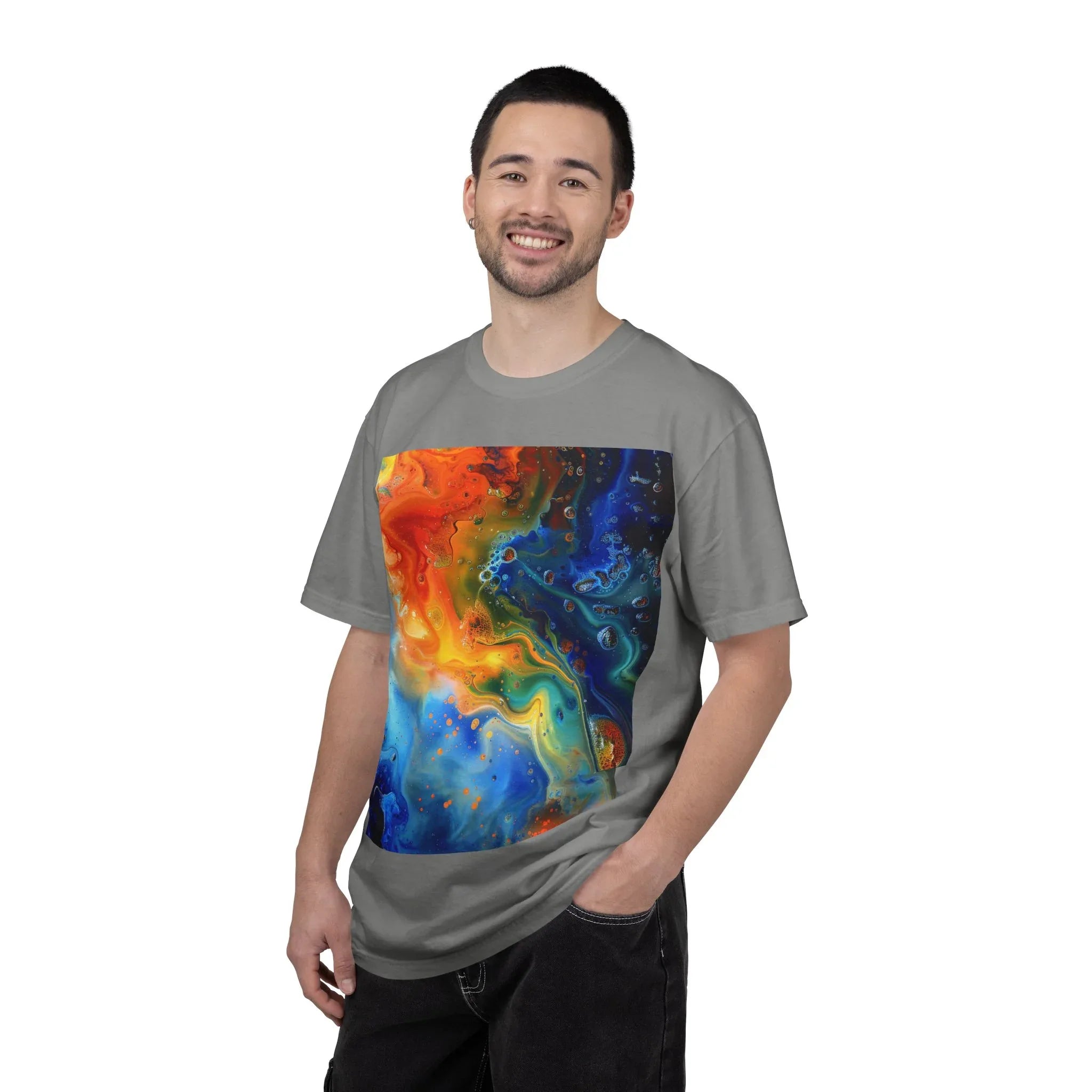 Colorful Abstract Swirl T-Shirt, psychedelic design blooms with surreal depth, blending free-flowing lines and bold swirls - 250 USA Celebration