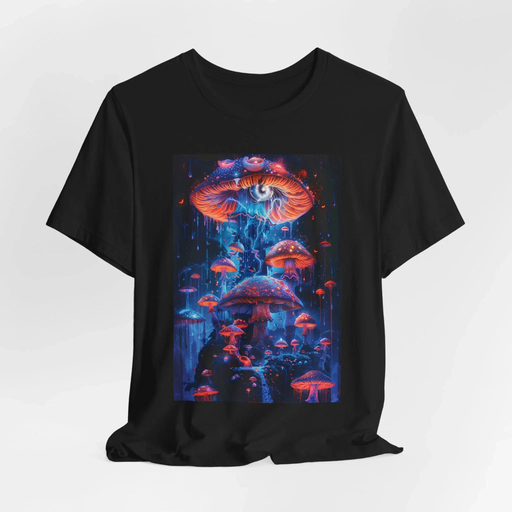 Glowing Third Eye Psychedelic Mushrooms T-Shirt | Neon Lava Lamp Blacklight - 250 USA Celebration