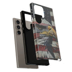 American Flag Bald Eagle phone case | Patriotic iPhone cover, cracked vintage flag design - 250 USA Celebration