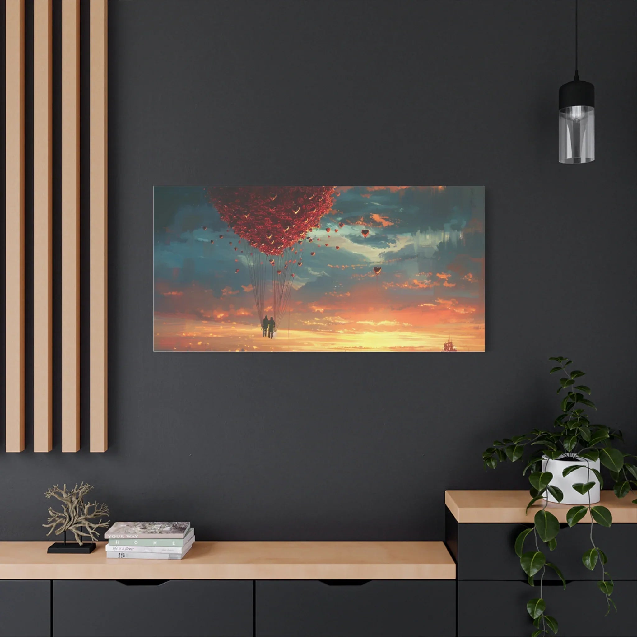 Romantic Canvas Wall Art, Love, Heart Balloon Art, Gift for Couples, Valentines Wall Decor, Valentine's Day Women's Merchandise, Valentines - 250 USA Celebration